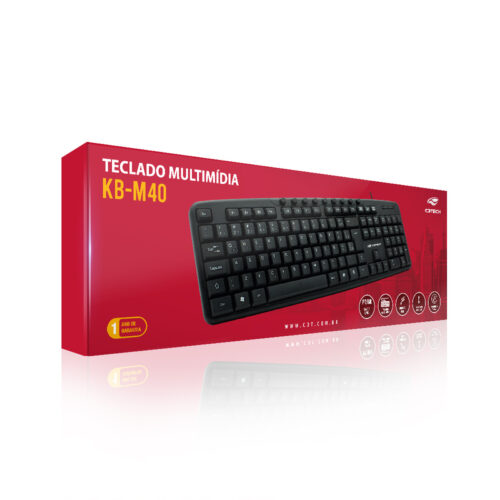 Teclado USB Multimidia KB-M40 Preto C3Tech