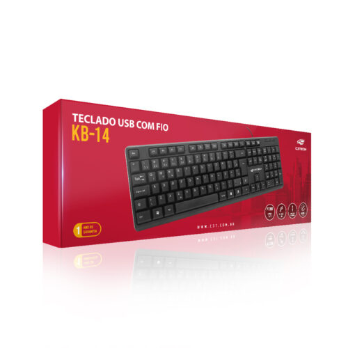 Teclado USB Padrao KB-14BK Preto C3Tech