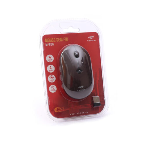 Mouse Sem Fio RC Nano M-W60RD Vermelho C3Tech - Image 3